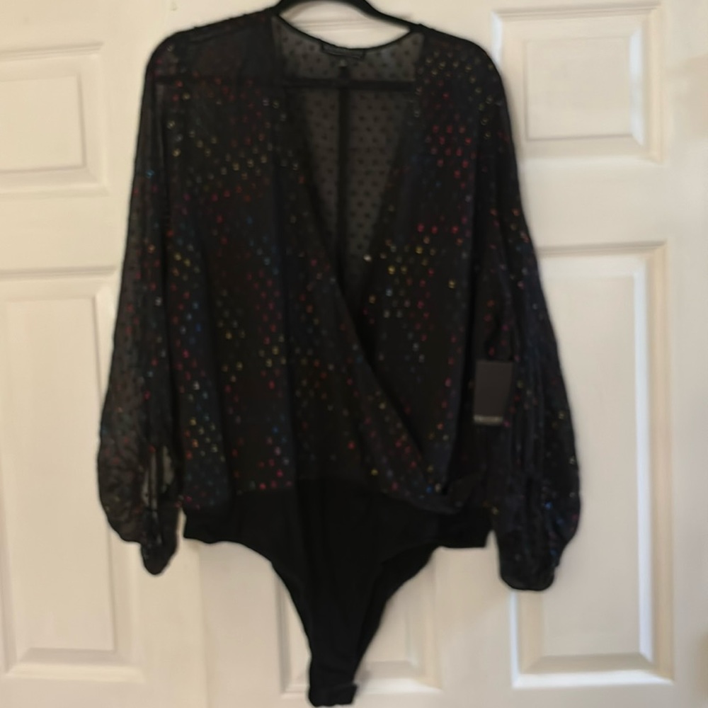 Eloquii Sheer Patterned Bodysuit